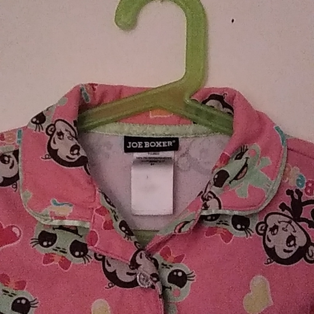 Girls 5T Best friends Monkey Frog Hearts Joe Boxer Pajama Set 4 Glitter Buttons - Picture 8 of 12